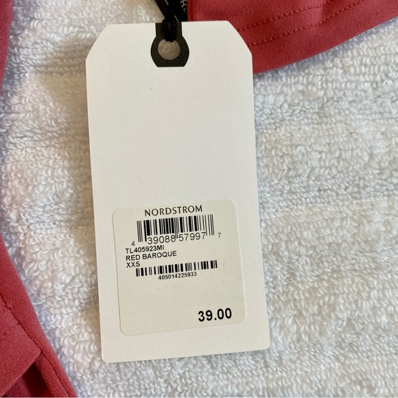 Leith Ruched Top Red Baroque NWT XXS Nordstrom - Picture 5 of 7